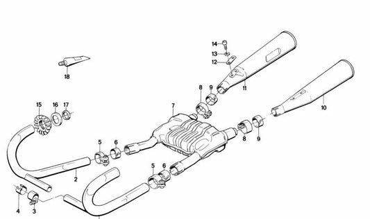 Tubo de escape derecho para varios modelos/series de BMW (OEM 18111452066). Original BMW