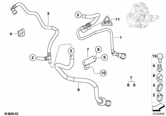 Kraftstofzulaufleitung para BMW 3 E90N Series, E91N, E92N, E93N (OEM 13538514451). BMW original.