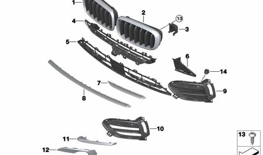 Tapa embellecedora izquierda OEM 51117319773 para BMW X6 F16 xDrive50i (2014-2019). Pieza original BMW.
