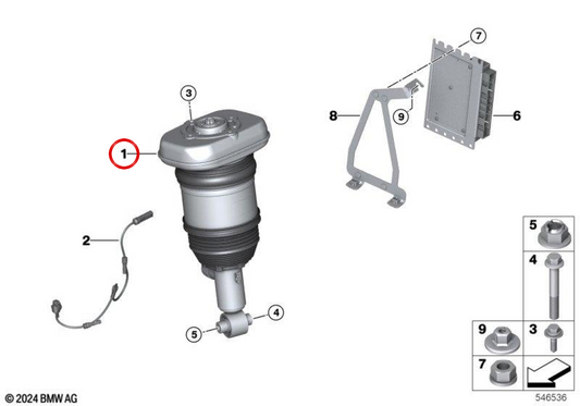 Amortiguador neumático derecho VDC OEM 37105A49DD4 para BMW G26. Original BMW.