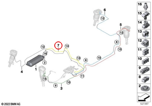 Conduta de ar dianteira direita preta OEM 37105A7E958 para BMW X5 G05 xDrive50e (desde 04/2023). Original BMW.