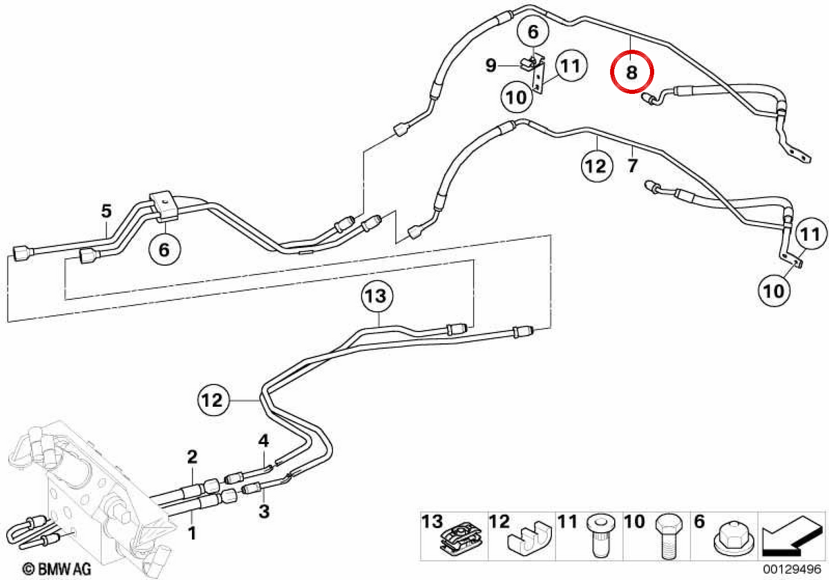 OEM 37106769838 turn engine pressure pipe for BMW E60, E60N, E61, E61N. Original BMW.