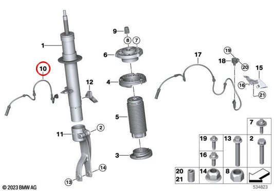 OEM 37106887537 Adattatore VDC anteriore sinistro per BMW G05, G18, F95, G06, F96, G07, G09. BMW originale.
