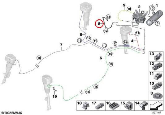 Amortiguador de suspensión trasero OEM 37106895120 para BMW Serie 7 G70 (07/2021 - 03/2025). Original BMW.