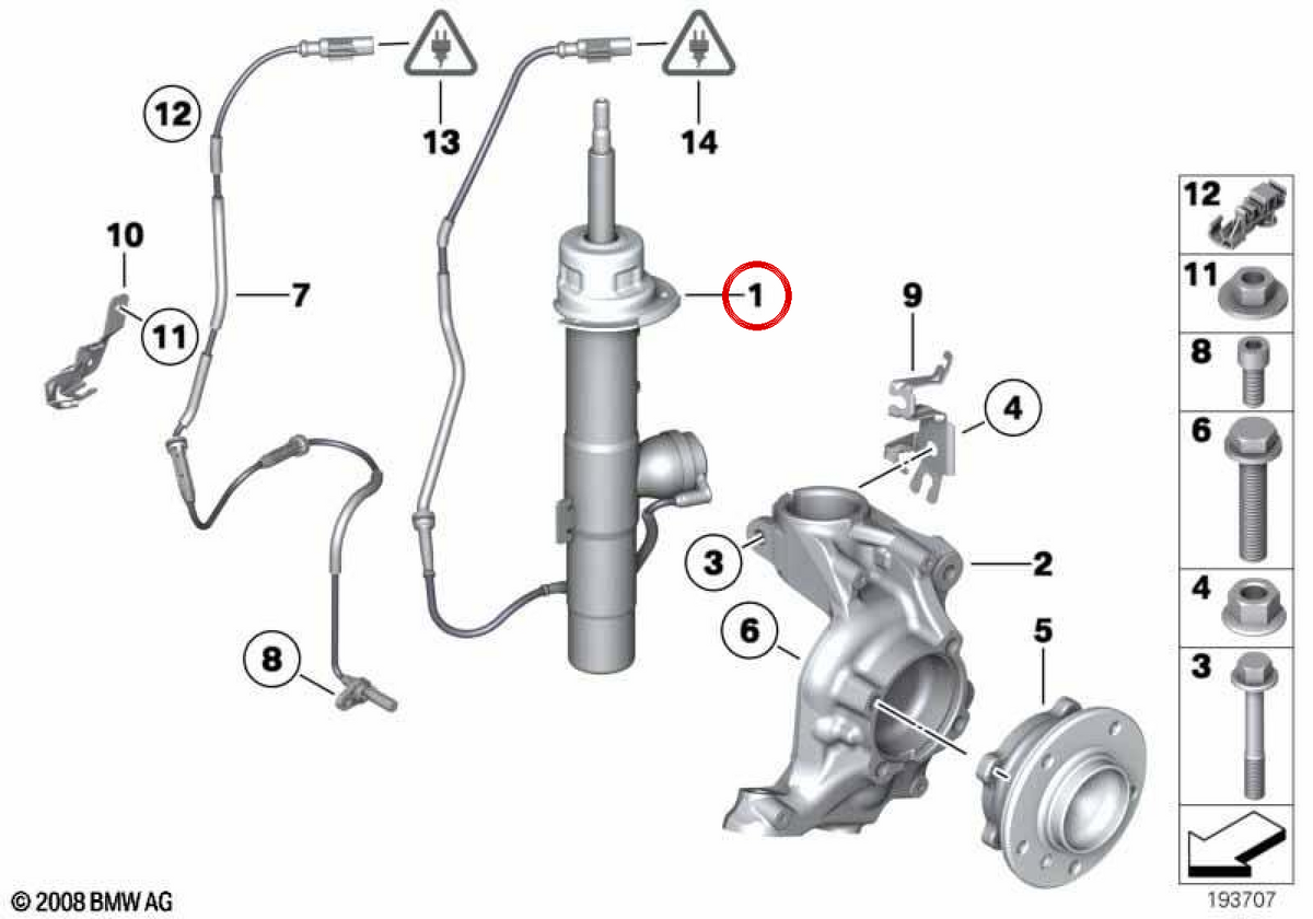 Left front shock absorber OEM 37116792835 for BMW E89. Original BMW.