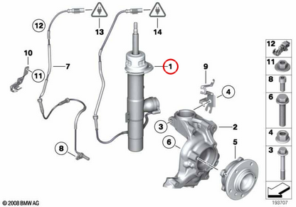 Left front shock absorber OEM 37116792835 for BMW E89. Original BMW.