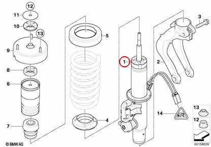 Assorbitore anteriore destro OEM 37116794538 per BMW E70, E71. BMW originale.