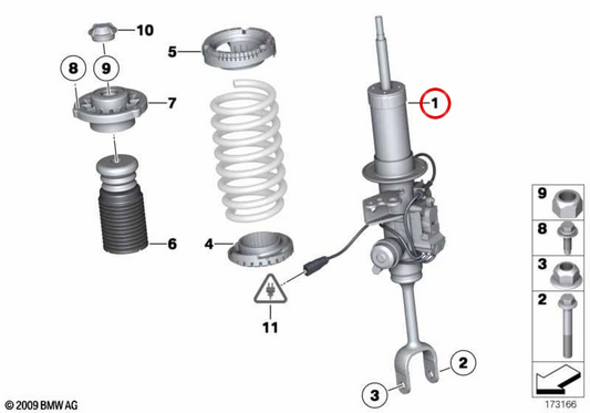 Absorbeur d'amortisseur avant gauche OEM 37116859783 pour BMW F06, F12, F13. BMW d'origine.