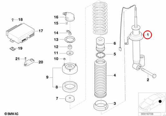 Izquierdo Absorbeur arrière OEM 37121093055 pour BMW E38. BMW d'origine.