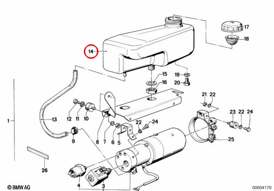 Dépôt d'huile de suspension 37121119923 pour BMW E23. BMW d'origine.