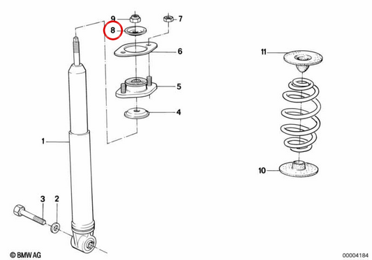 OEM 37121134953 Heckaufhängungunterstützung für BMW E30. Original BMW.