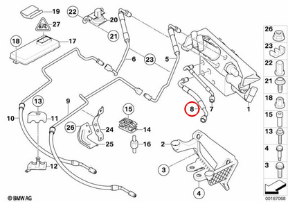 Pneumatic suspension pressure pipe OEM 37136761194 for BMW E60, E61, E63, E64. Original BMW.