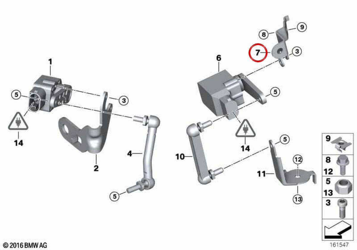 OEM 3714283614 Sensore a livello di sospensione posteriore per BMW E82, E90, E92, E93. BMW originale.