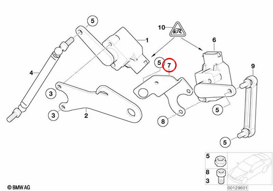 Suporte do sensor de nível de suspensão esquerdo OEM 37146763523 para BMW E61. BMW genuíno.