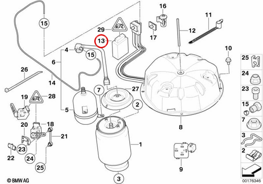 Module de contrôle de la suspension pneumatique OEM 37146773999 pour BMW E53. BMW d'origine.