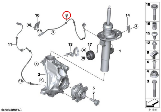 Cavo adattatore EDC asse anteriore OEM 37148861793 per BMW X3 G45 20, 20 xDrive, 30 xDrive, 40d xDrive... e altri. Originale BMW.