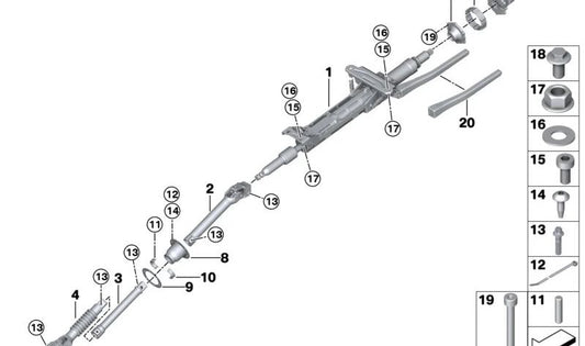 Eje inferior de dirección OEM 32308095844 para BMW G87, G80, G80N, G81, G81N, G82, G82N, G83N. Original BMW.