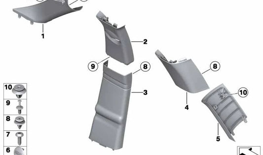 Adorno columna B inferior izquierda Carbon Black OEM 51439803597 para MINI Countryman R60 (2010-2016). Original MINI.