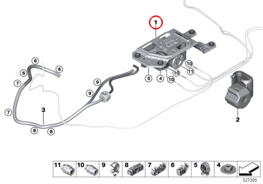 Pneumatischer Suspensionskompressor OEM 37205A70699 für BMW G05, G18, G06, G07. Original BMW.