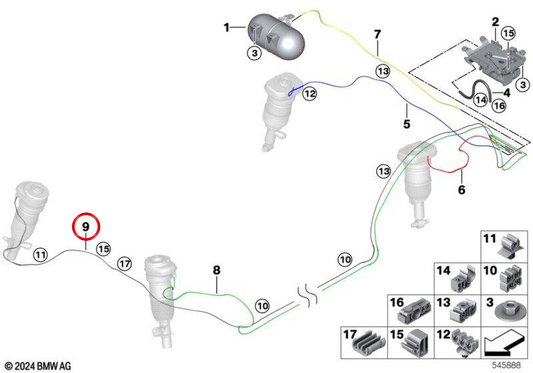 Conducto de aire delantero derecho OEM 37206888394 para BMW iX (I20). Original BMW.