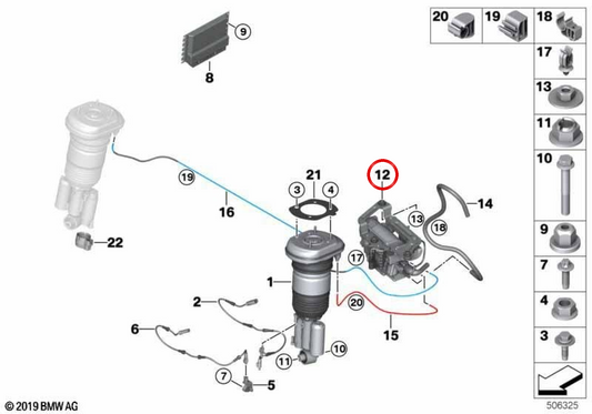 Compressor de suspensão a ar OEM 37206890320 para BMW G38. BMW genuíno.