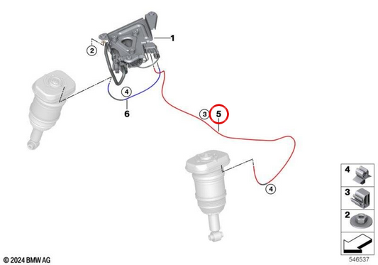 Duto de ar traseiro esquerdo OEM 37206895383 para BMW G26. BMW genuíno.