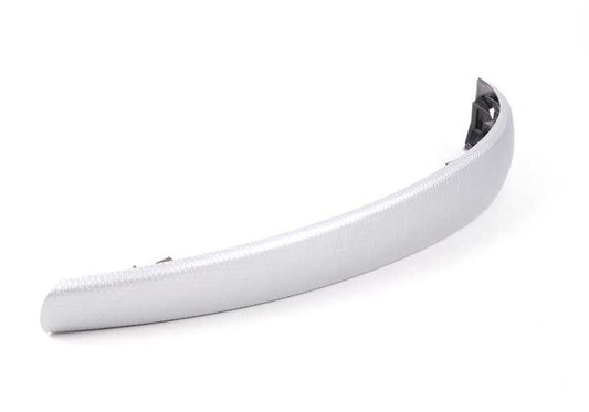 Embellecedor interior tirador puerta aluminio glaciar izquierdo OEM 51418037455 para BMW E81, E82, E87, E88. Original BMW.