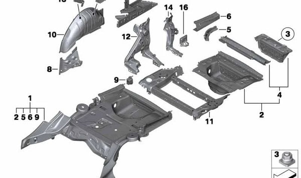 Refuerzo de larguero derecho OEM 41127245548 para BMW F07, F11. Original BMW.
