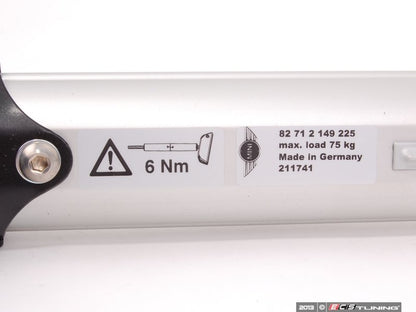 Barras de rack de teto (base de transporte) OEM 82712149225 para MINI R56, R56 LCI, Clubman R55, Clubman R55 LCI. MINI originais.