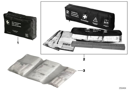 Kit de primeros auxilios OEM 51477158344 para BMW E81, E82, E87, E88, F20, F21, F22, F23, F45, F46, F87, E36, E46, E90, E91, E92, E93, F30, F31, F34, F80, F32, F33, F36, F82, F83, E34, E39, E60, E61, F07, F10, F11, G30, E63, E64, F06, F12, F13, E38,