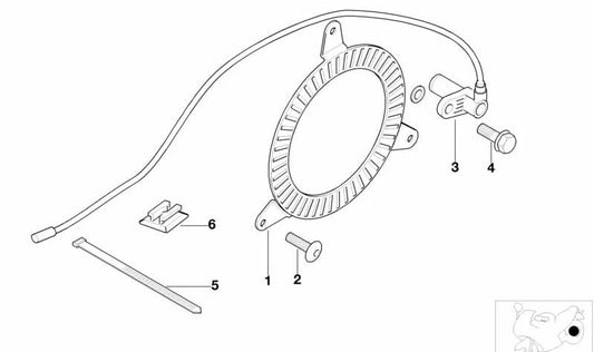 Anillo sensor trasero OEM 34512345810 para BMW Motorrad F 650 GS, F 650 GS Dakar, G 650 GS y G 650 GS Sertão. Original BMW Motorrad.