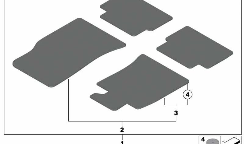 Juego de alfombrillas de velours Carbon Black OEM 51477324817 para MINI Clubman R55, R55 LCI. Original MINI.