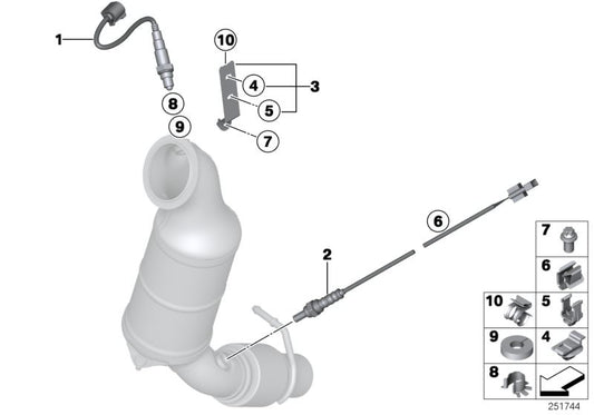 Sonda lambda OEM 11787599942 para BMW F20, F21, F30, F31 (114i, 116i, 118i). Original BMW.