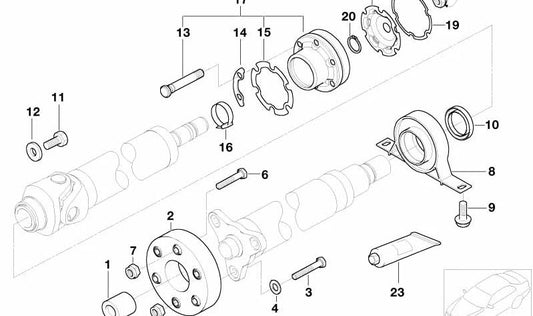 Rodamiento central de transmisión OEM 26127525966 para BMW E65, E66. Original BMW.