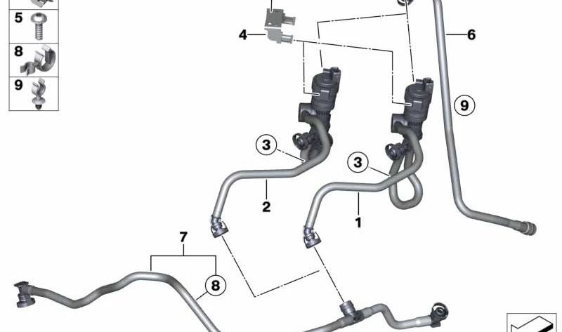 Válvula de purga del sistema de evaporación (EVAP) con manguera OEM 13907636143 para BMW F20, F21, F22, F23, F30, F31, F34, F32, F33, F36, F07, F10, F11, E84, F25, F26, F15, F16, E89. Original BMW.