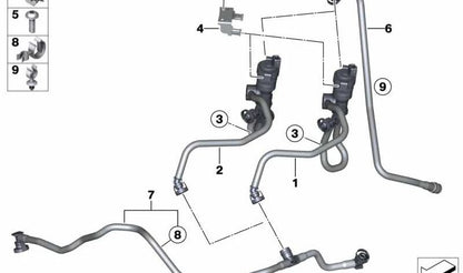 Válvula de purga del sistema de evaporación (EVAP) con manguera OEM 13907636143 para BMW F20, F21, F22, F23, F30, F31, F34, F32, F33, F36, F07, F10, F11, E84, F25, F26, F15, F16, E89. Original BMW.