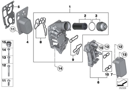 Intercambiador de calor OEM 11428510855 para BMW F30, F31, F32, F33, F34, F36, F07, F10, F11, F06, F12, F13, F01, F02, F25, F26, F15, F16. Original BMW.