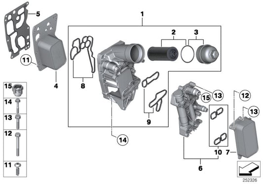 Intercambiador de calor OEM 11428510855 para BMW F30, F31, F32, F33, F34, F36, F07, F10, F11, F06, F12, F13, F01, F02, F25, F26, F15, F16. Original BMW.