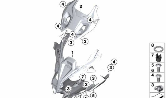 Peça central do OEM FAREAN 46638369349 para motocicletas BMW R 1250 RS. BMW Motorrad original.