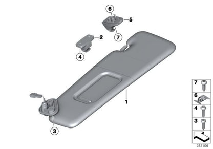 Parasol derecho color Anthrazit OEM 51168052480 para BMW F06, F06 Gran Coupé LCI, F13, F13 LCI. Original BMW.
