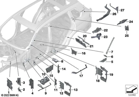 Pieza conformada Radlauf exterior para BMW X7 G07, G07N (OEM 41007414973). Original BMW