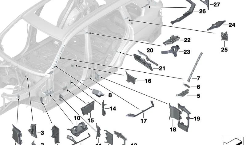 Right C-pillar moulding part for BMW X7 G07 (OEM 41007470936). Original BMW.