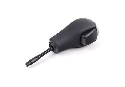 Pomo de cambio en cuero y acabado titanio cromado OEM 25167585789 para BMW E63 y E64 (630i, 645Ci manual y automático). Original BMW.