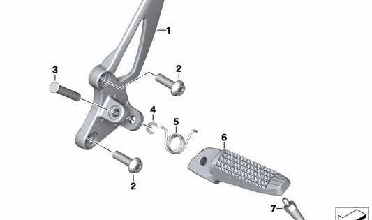 Descansa-pies derecho OEM 46718564595 para motos BMW R nineT, R nineT Pure. Original BMW Motorrad.