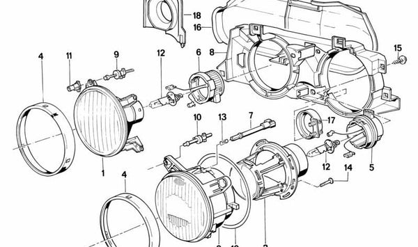 Cristal de intermitente derecho amarillo OEM 63121386722 para BMW E30. Original BMW.