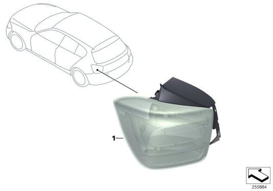 Piloto trasero LED izquierdo OEM 63217241541 para BMW F20, F21. Compatible solo con vehículos sin faros de xenón. Requiere codificación tras la instalación. Original BMW.