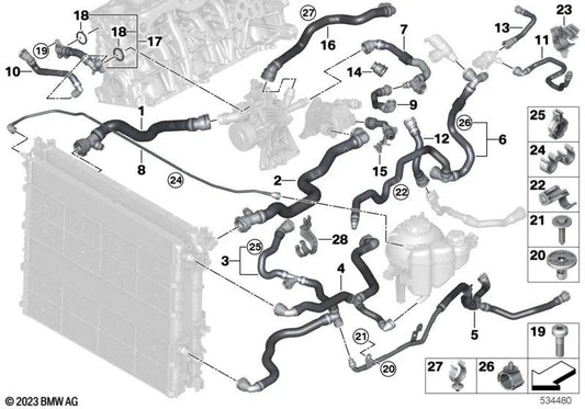 Tubo del sistema di ammissione per BMW 5 G60 Serie, serie 7 G70 (OEM 17127562170). BMW originale.