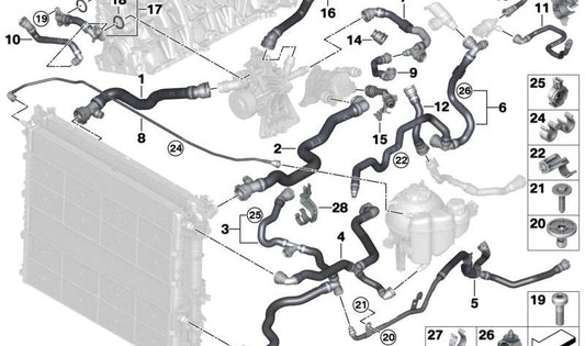Portamanga D=25-27MM OEM 12528635127 para BMW G20, G22, G60, G70, X5, X6, X7, XM y MINI F56, F57 BEV… y más. Original BMW y MINI.