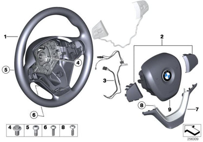 Volante deportivo de cuero OEM 32306879924 para BMW X3 F25, X4 F26. Original BMW.