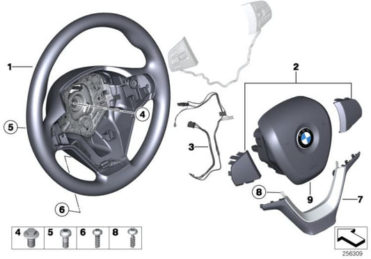 Volante deportivo de cuero OEM 32306879924 para BMW X3 F25, X4 F26. Original BMW.
